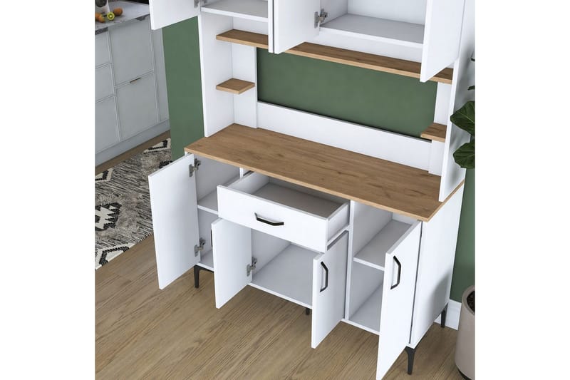 Flerfunktionsskåp Cerreta 177 Vit - Vit - Förvaring - Skåp - Köksskåp - Högskåp