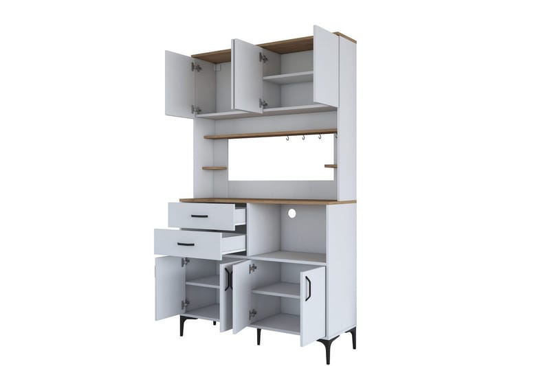Flerfunktionsskåp Cerreta 179 Valnöt / Vit - Valnöt / Vit - Förvaring - Skåp - Köksskåp - Högskåp