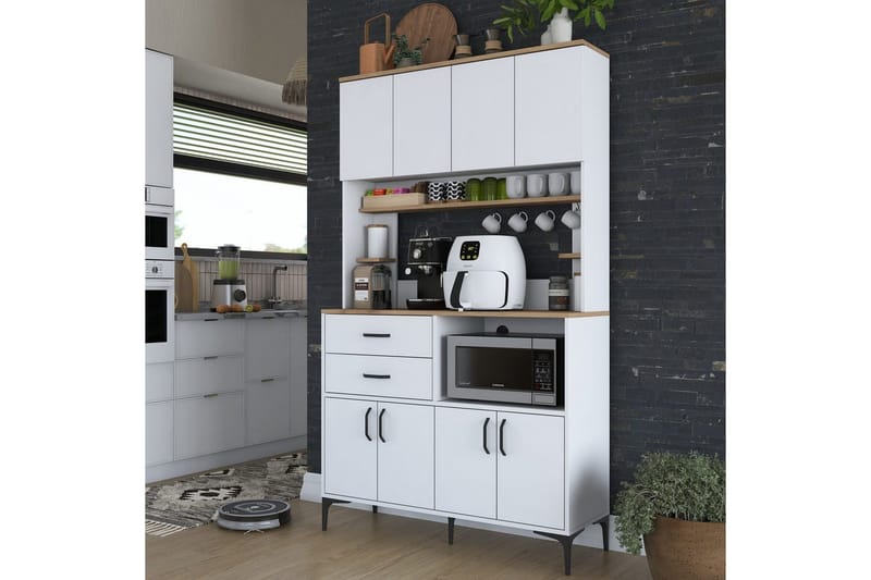 Flerfunktionsskåp Cerreta 179 Valnöt / Vit - Valnöt / Vit - Förvaring - Skåp - Köksskåp - Högskåp