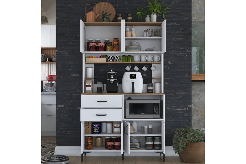 Flerfunktionsskåp Cerreta 179 Valnöt / Vit - Valnöt / Vit - Förvaring - Skåp - Köksskåp - Högskåp