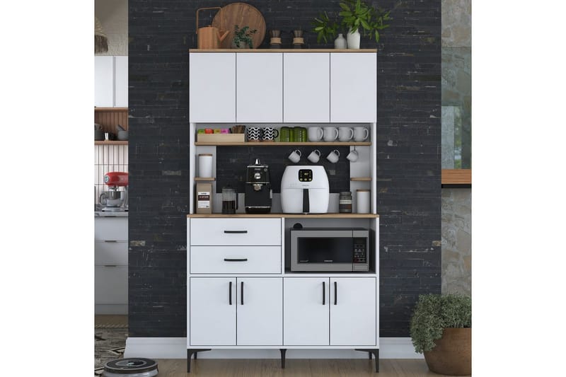 Flerfunktionsskåp Cerreta 179 Valnöt / Vit - Valnöt / Vit - Förvaring - Skåp - Köksskåp - Högskåp