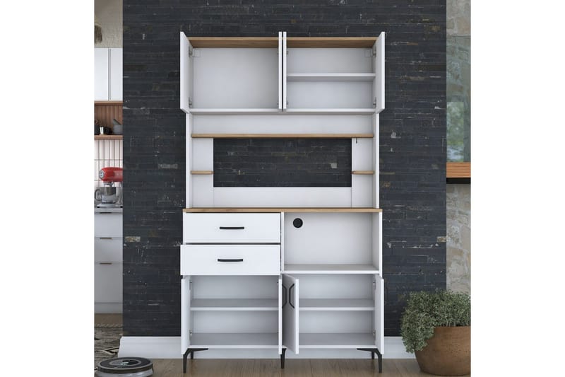 Flerfunktionsskåp Cerreta 179 Valnöt / Vit - Valnöt / Vit - Förvaring - Skåp - Köksskåp - Högskåp