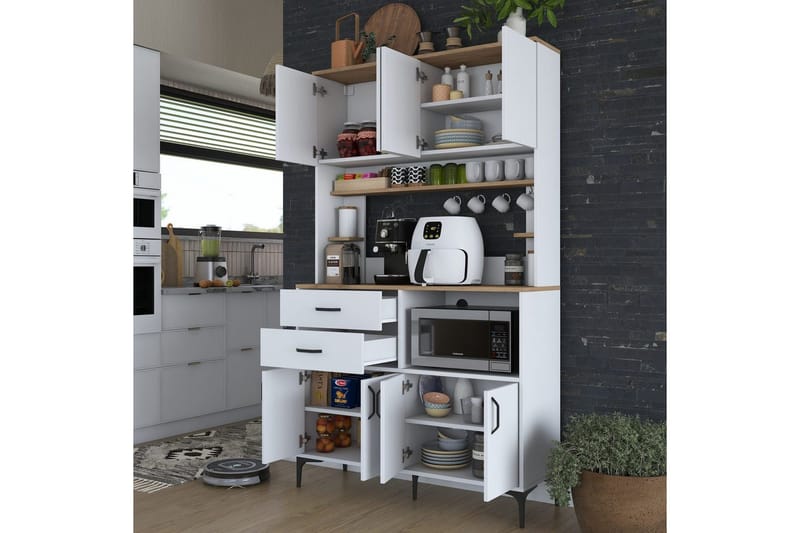 Flerfunktionsskåp Cerreta 179 Valnöt / Vit - Valnöt / Vit - Förvaring - Skåp - Köksskåp - Högskåp