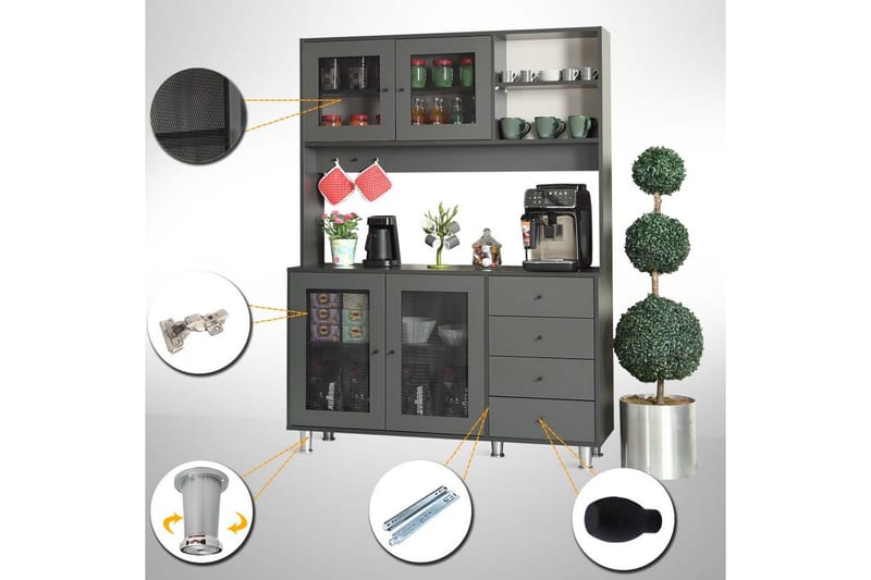 Flerfunktionsskåp Jatin Antracit - Antracit - Förvaring - Skåp - Köksskåp - Högskåp