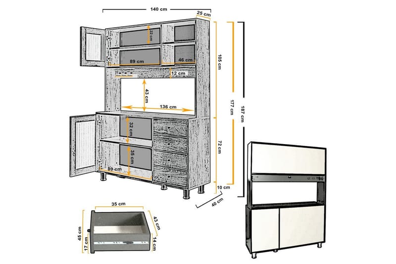 Flerfunktionsskåp Jatin Vit - Vit - Förvaring - Skåp - Köksskåp - Högskåp