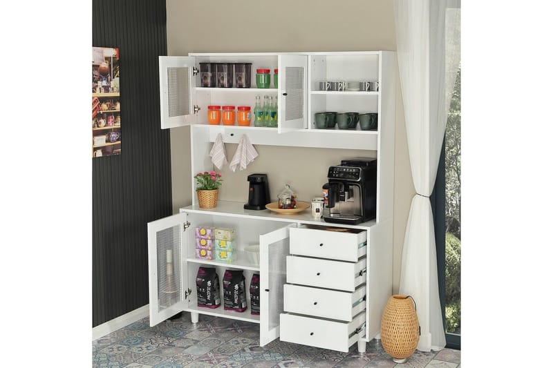 Flerfunktionsskåp Jatin Vit - Vit - Förvaring - Skåp - Köksskåp - Högskåp