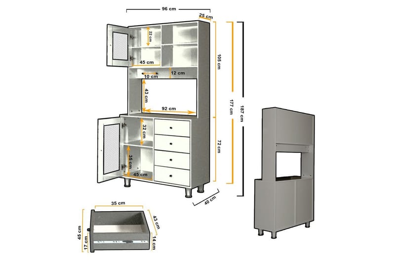 Flerfunktionsskåp Periorport Vit - Vit - Förvaring - Skåp - Köksskåp - Högskåp
