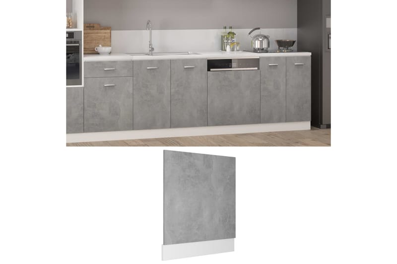 Front för diskmaskin betonggrå 59,5x3x67 cm spånskiva - Grå - Förvaring - Skåp - Köksskåp