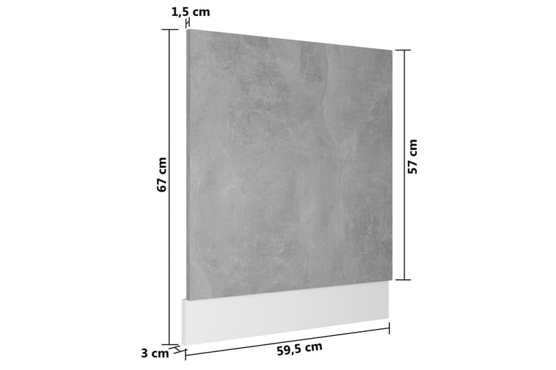 Front för diskmaskin betonggrå 59,5x3x67 cm spånskiva - Grå - Förvaring - Skåp - Köksskåp