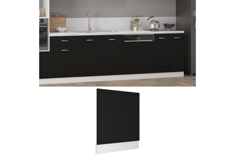 Front för diskmaskin svart 59,5x3x67 cm spånskiva - Svart - Förvaring - Skåp - Köksskåp
