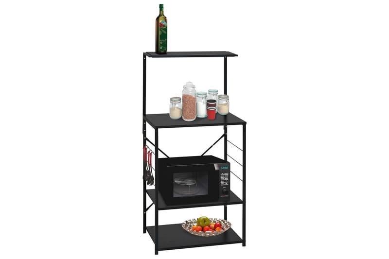 Hylla för mikrovågsugn svart 60x39,6x123 cm spånskiva - Svart - Förvaring - Skåp - Köksskåp