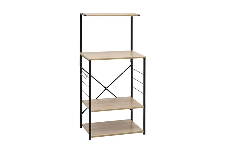 Hylla för mikrovågsugn svart & ek 60x39,6x123 cm spånskiva - Svart - Förvaring - Skåp - Köksskåp