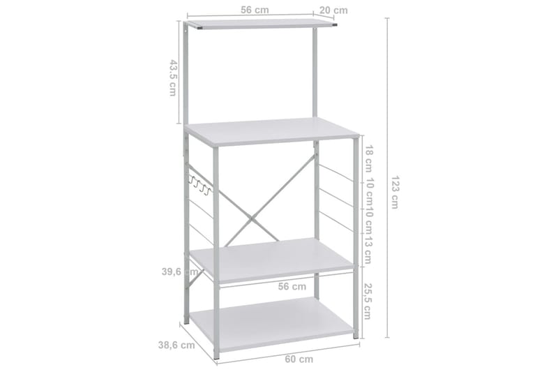 Hylla för mikrovågsugn vit 60x39,6x123 cm spånskiva - Vit - Köksskåp - Väggskåp