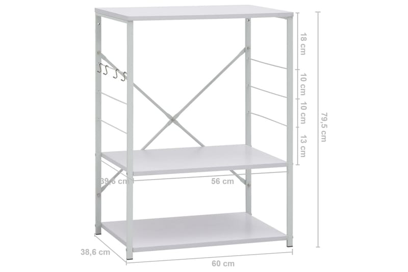 Hylla för mikrovågsugn vit 60x39,6x79,5 cm spånskiva - Vit - Förvaring - Skåp - Köksskåp