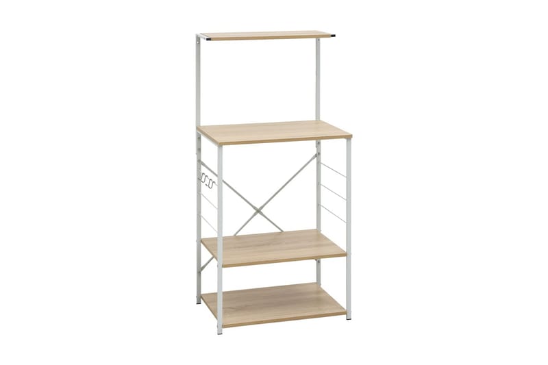 Hylla för mikrovågsugn vit & ek 60x39,6x123 cm spånskiva - Vit - Förvaring - Skåp - Köksskåp
