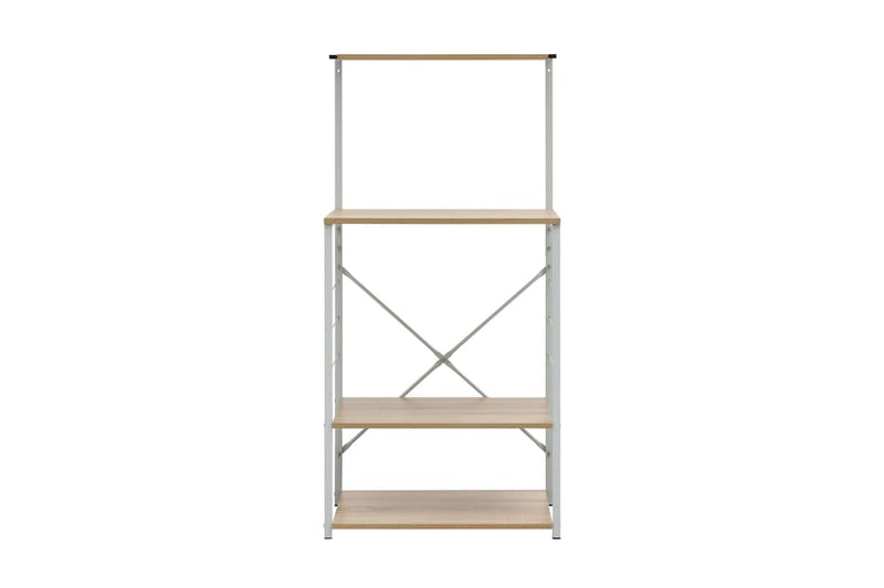 Hylla för mikrovågsugn vit & ek 60x39,6x123 cm spånskiva - Vit - Förvaring - Skåp - Köksskåp