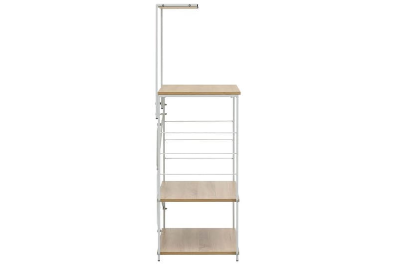 Hylla för mikrovågsugn vit & ek 60x39,6x123 cm spånskiva - Vit - Förvaring - Skåp - Köksskåp