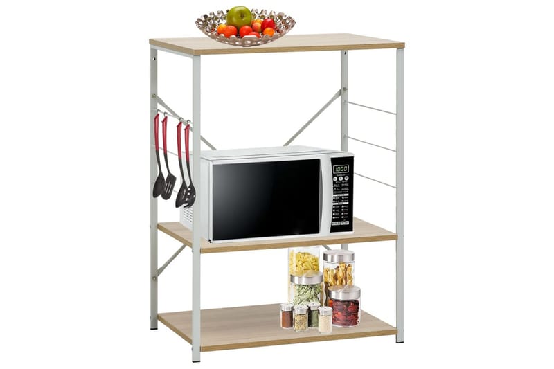 Hylla för mikrovågsugn vit & ek 60x39,6x79,5 cm spånskiva - Vit - Förvaring - Skåp - Köksskåp