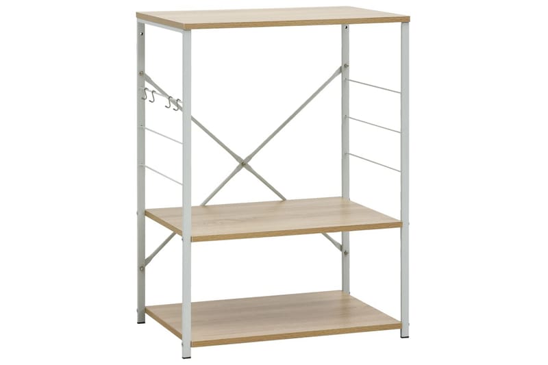 Hylla för mikrovågsugn vit & ek 60x39,6x79,5 cm spånskiva - Vit - Förvaring - Skåp - Köksskåp