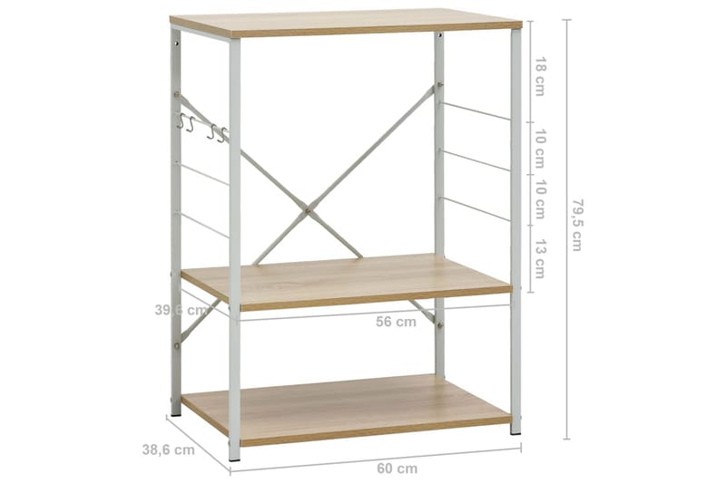 Hylla för mikrovågsugn vit & ek 60x39,6x79,5 cm spånskiva - Vit - Förvaring - Skåp - Köksskåp