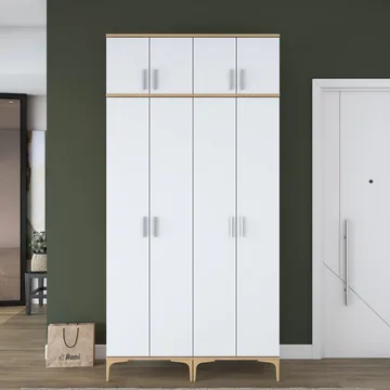 Keldan Hallställ 120x240x37,5 cm - Valnöt och vit - Förvaring - Skåp - Köksskåp - Högskåp
