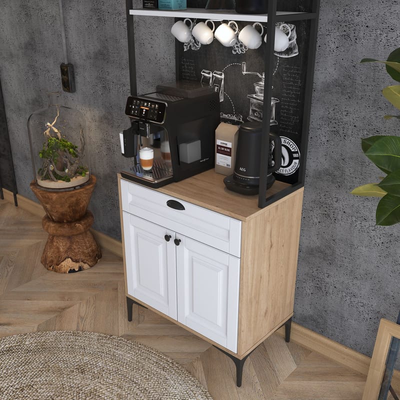 Keldan Multifunktionsskåp 70x184,6x40 cm - Valnöt och vit - Förvaring - Skåp - Köksskåp - Högskåp