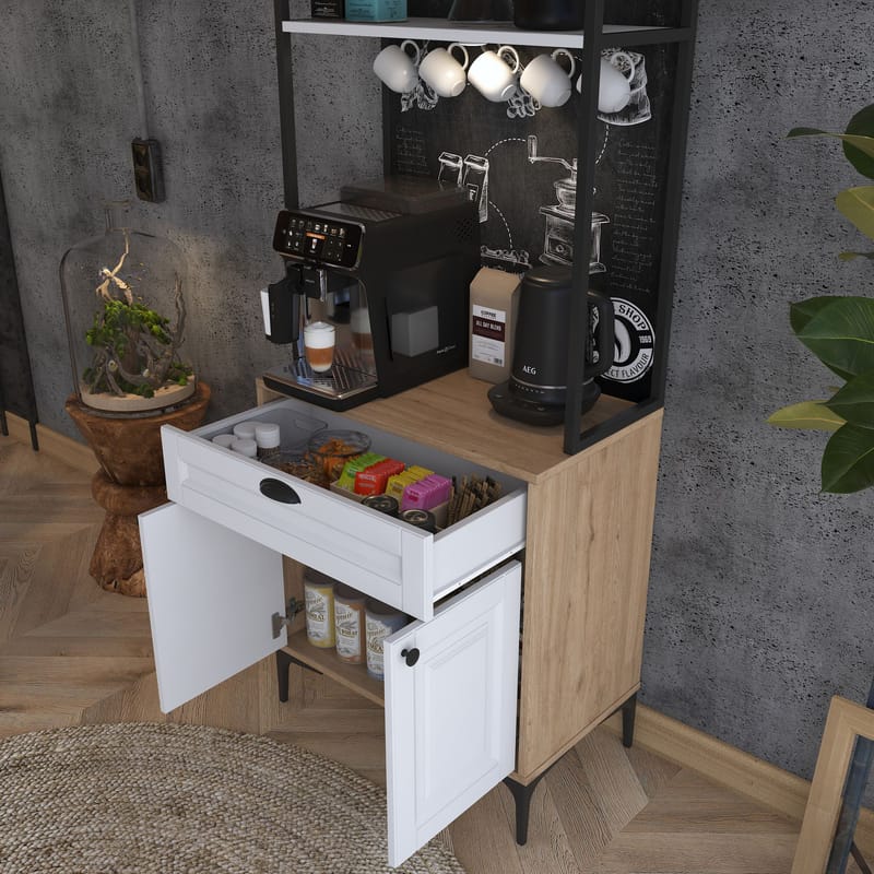 Keldan Multifunktionsskåp 70x184,6x40 cm - Valnöt och vit - Förvaring - Skåp - Köksskåp - Högskåp