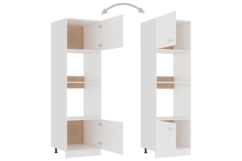 Köksskåp för mikrovågsugn vit 60x57x207 cm spånskiva - Vit - Förvaring - Skåp - Köksskåp