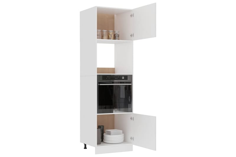Köksskåp för mikrovågsugn vit 60x57x207 cm spånskiva - Vit - Förvaring - Skåp - Köksskåp