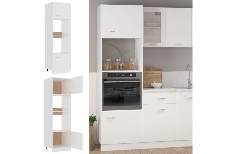 Köksskåp för mikrovågsugn vit 60x57x207 cm spånskiva - Vit - Förvaring - Skåp - Köksskåp