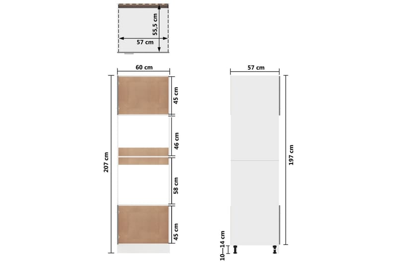 Köksskåp för mikrovågsugn vit 60x57x207 cm spånskiva - Vit - Förvaring - Skåp - Köksskåp