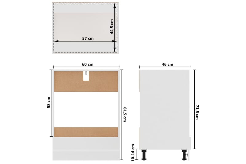 Köksskåp för skåp vit 60x46x81,5 cm spånskiva - Vit - Köksskåp - Väggskåp