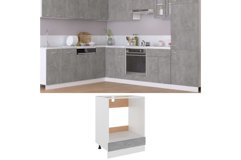Köksskåp för ugn betonggrå 60x46x81,5 cm spånskiva - Grå - Köksskåp - Väggskåp