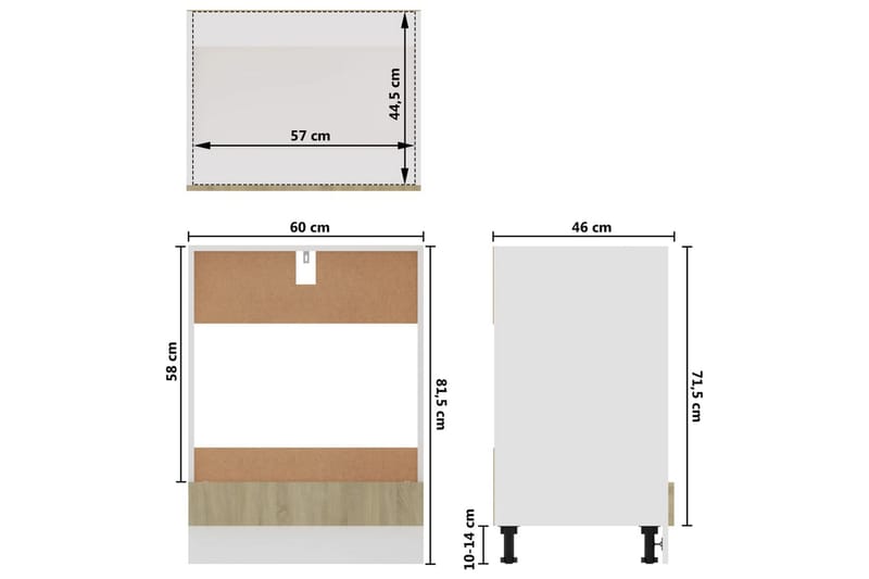 Köksskåp för ugn sonoma-ek 60x46x81,5 cm spånskiva - Brun - Förvaring - Skåp - Köksskåp