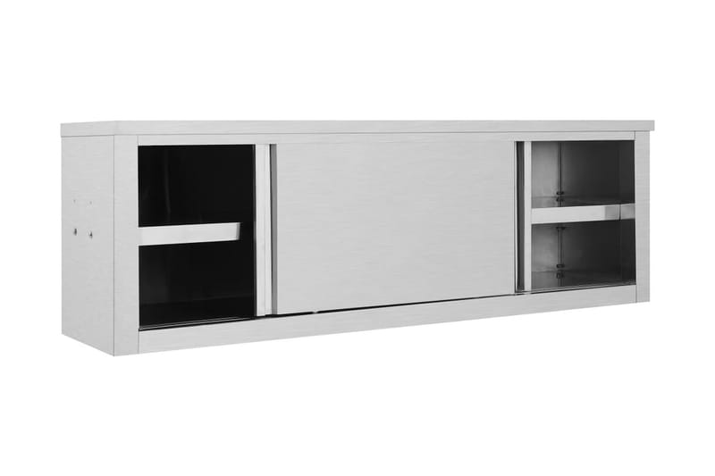 Köksskåp med skjutdörrar 150x40x50 cm rostfritt stål - Grå - Köksskåp - Väggskåp