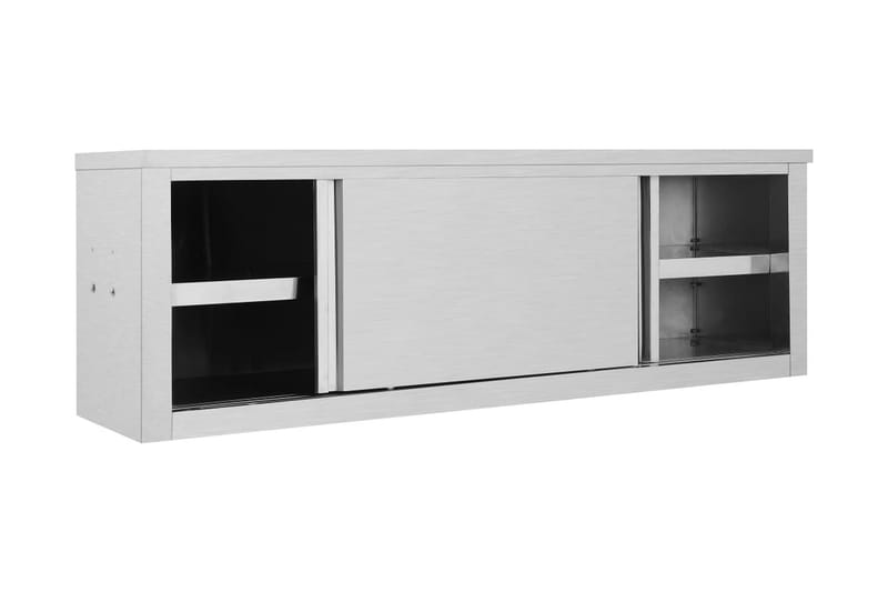 Köksskåp med skjutdörrar 150x40x50 cm rostfritt stål - Grå - Förvaring - Skåp - Köksskåp