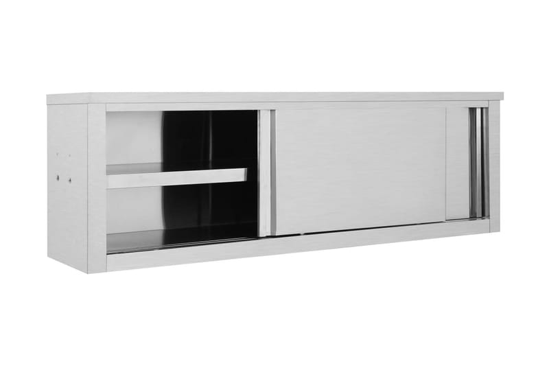 Köksskåp med skjutdörrar 150x40x50 cm rostfritt stål - Grå - Förvaring - Skåp - Köksskåp