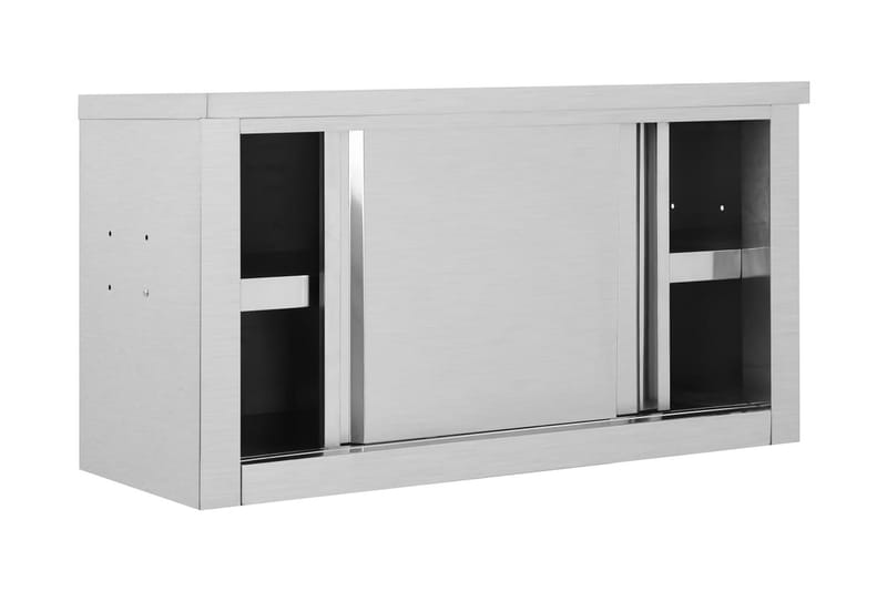 Köksskåp med skjutdörrar 90x40x50 cm rostfritt stål - Grå - Förvaring - Skåp - Köksskåp