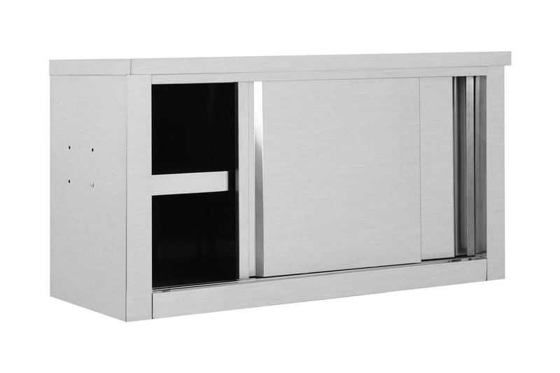 Köksskåp med skjutdörrar 90x40x50 cm rostfritt stål - Grå - Köksskåp - Väggskåp