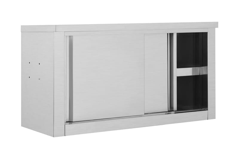 Köksskåp med skjutdörrar 90x40x50 cm rostfritt stål - Grå - Förvaring - Skåp - Köksskåp