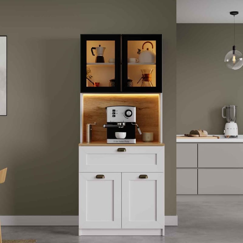 Kuro Kaffebord 80x190x44 cm - Vit - Förvaring - Skåp - Köksskåp - Högskåp