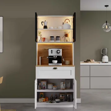 Kuro Kaffebord 80x190x44 cm - Vit - Förvaring - Skåp - Vitrinskåp
