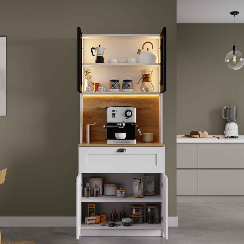 Kuro Kaffebord 80x190x44 cm - Vit - Förvaring - Skåp - Köksskåp - Högskåp