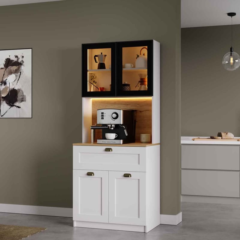 Kuro Kaffebord 80x190x44 cm - Vit - Förvaring - Skåp - Köksskåp - Högskåp