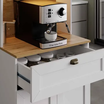 Kuro Kaffebord 80x190x44 cm - Vit - Förvaring - Skåp - Vitrinskåp
