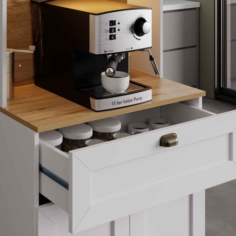 Kuro Kaffebord 80x190x44 cm - Vit - Förvaring - Skåp - Köksskåp - Högskåp