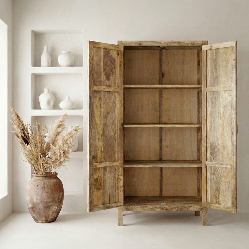 Livino Förvaringsskåp 90x180 cm 3D-mönster Industriell stil - naturbrun och svart - Förvaring - Skåp - Köksskåp - Högskåp