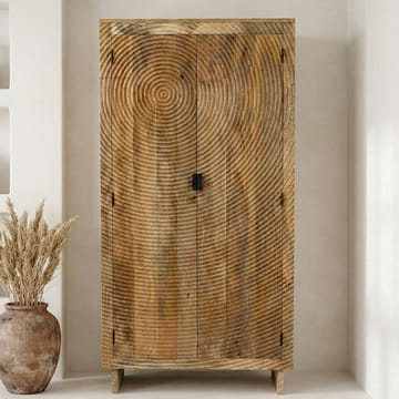 Livino Förvaringsskåp 90x180 cm 3D-mönster Industriell stil - naturbrun och svart - Förvaring - Skåp - Köksskåp - Högskåp