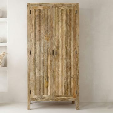 Livira Förvaringsskåp 90x187 cm Ribbdesign Lantlig stil - naturbrun - Förvaring - Skåp - Köksskåp - Högskåp