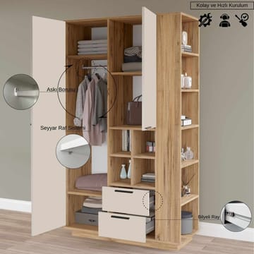 Sarnor Multifunktionsskåp 110x190x45 cm - Atlantic Pine - Förvaring - Skåp - Köksskåp - Högskåp